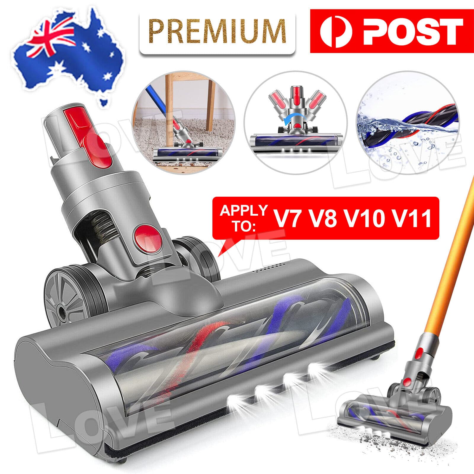 Turbo Brush Roller Head Electric Floor Carpet Head LED   V7 V8 V10 V11 V15