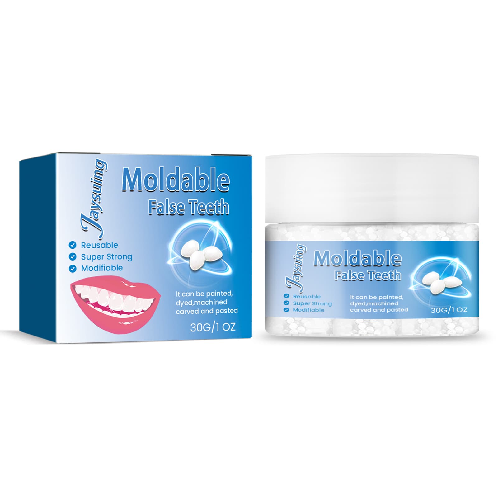Jaysuing Moldable False Teeth, Film And Television Makeup Dentures Modified Dentures False Dentures Broken Teeth Temporary Dentures