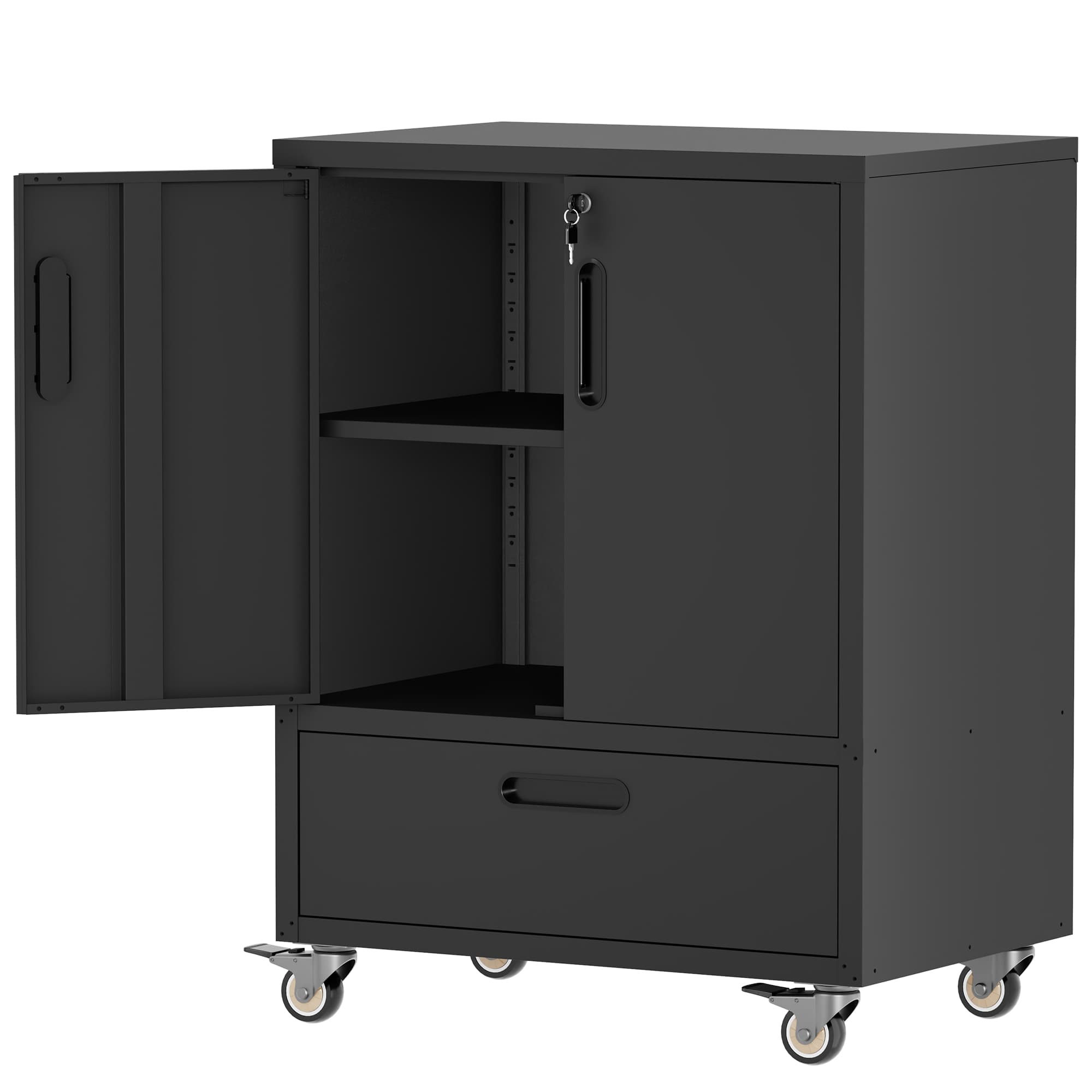 Tool Cart With Wheels, 40  H X 30  W X 20  D, Mobile Tool Cabinet With Lockable Casters & Drawer, Heavy-Duty Steel Storage Organizer For Garage, Workshop, Office - Easy 30-Min Assembly