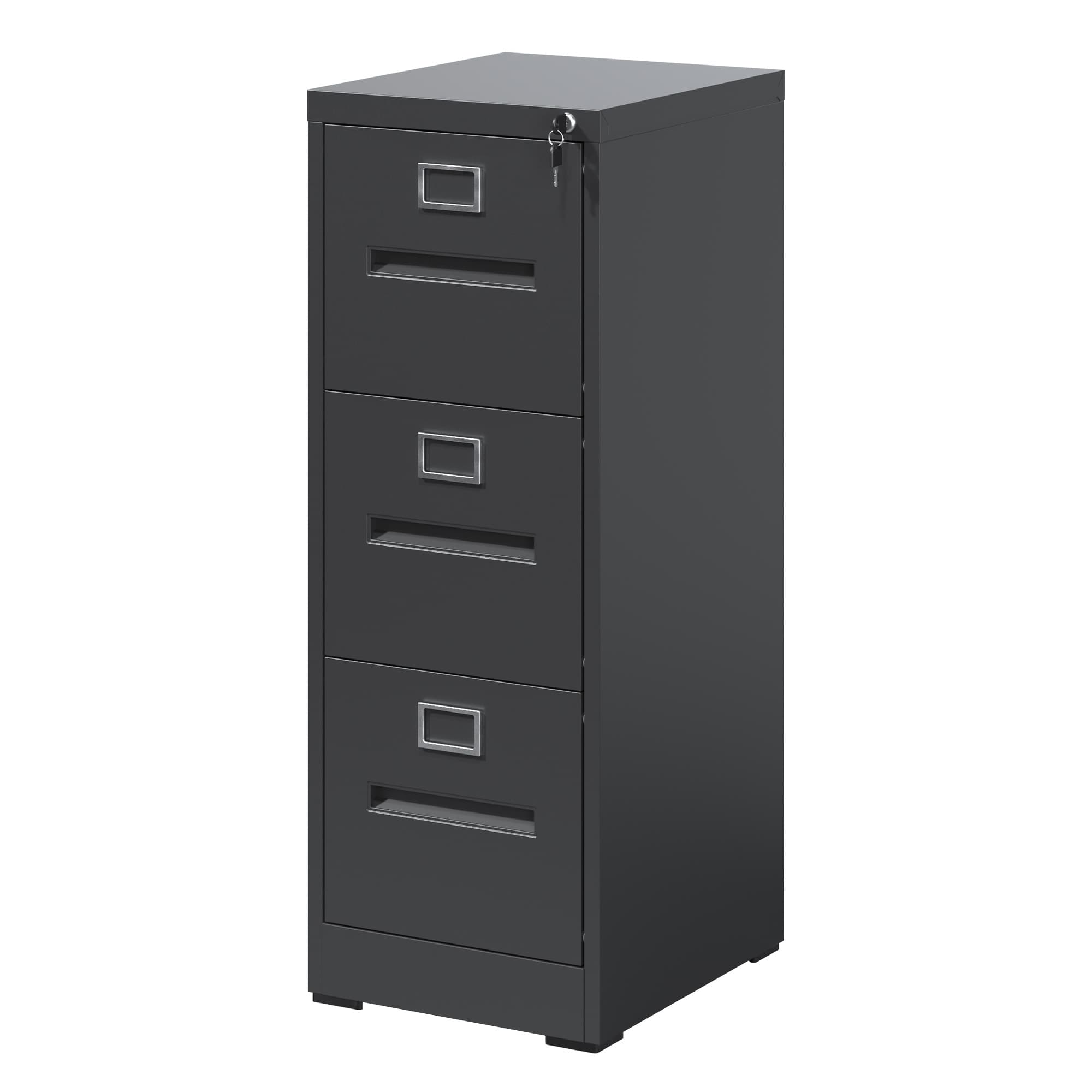 3 Drawer File Cabinet With Lock Metal Vertical File Cabinet Office Home, A4 Legal Letter Size Narrow File Cabinet Locked,Assembly Required