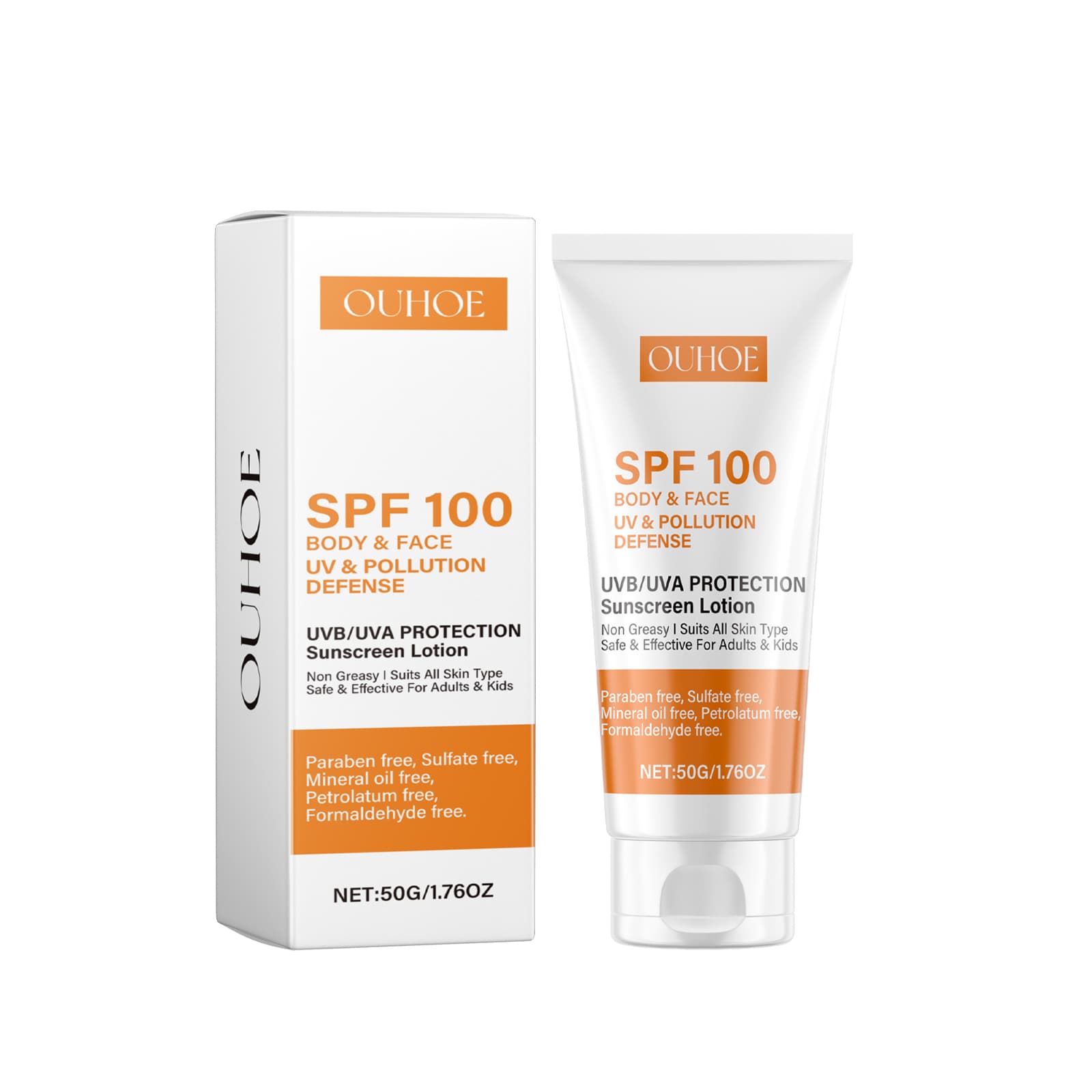 OUHOE Facial Sunscreen, Quick Film Formation Clear Mild Refreshing Moisturizing Moisture Lock Moisture Non-Greasy Nourishing Sunscreen For Men And Women Travel Portable