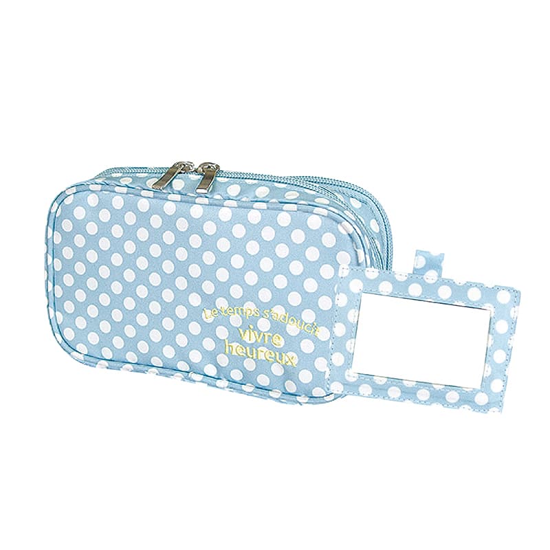 2 Layer Makeup Bag W Mirror Travel Cosmetic Bag Organizer Brush Slots Portable