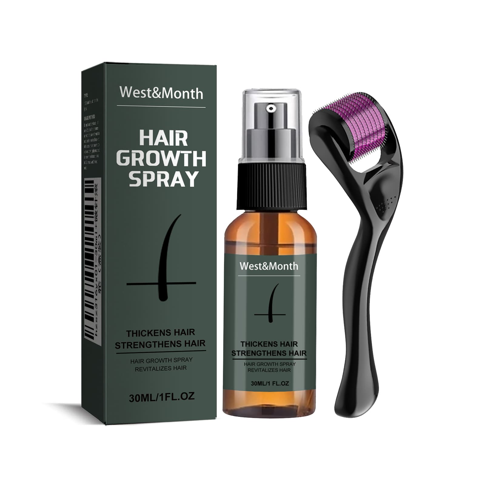 West&Month Moustache Spray Set, Moisturizing Spray Facial Hair Treatment Boosting Beard Growth Thickening Liquid