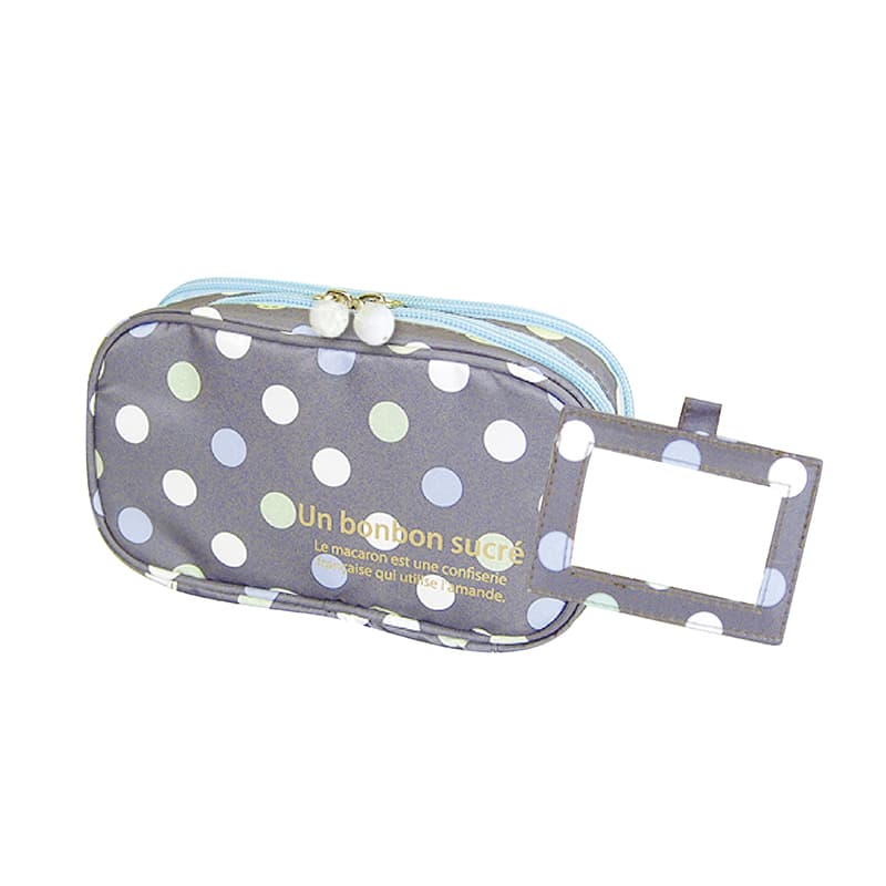 2 Layer Makeup Bag W  Mirror Travel Cosmetic Bag Organizer Brush Slots Portable
